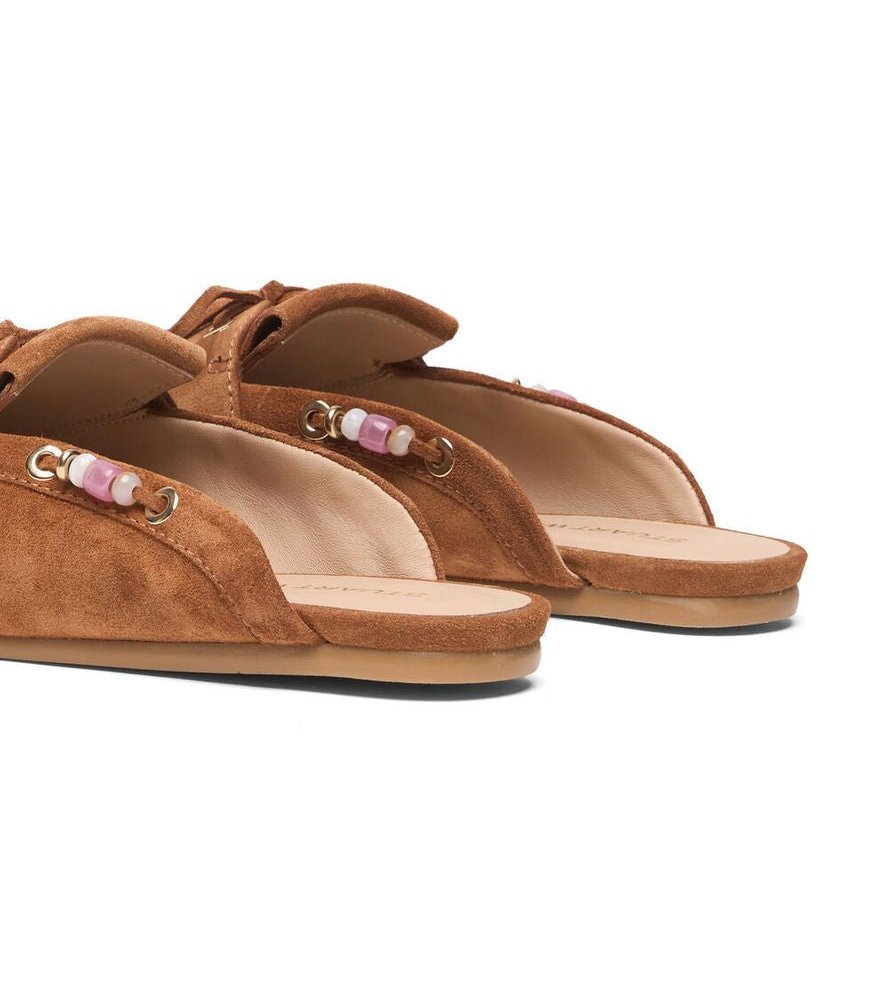 Stuart Weitzman Suede Tassel Mule — Camel, view 5