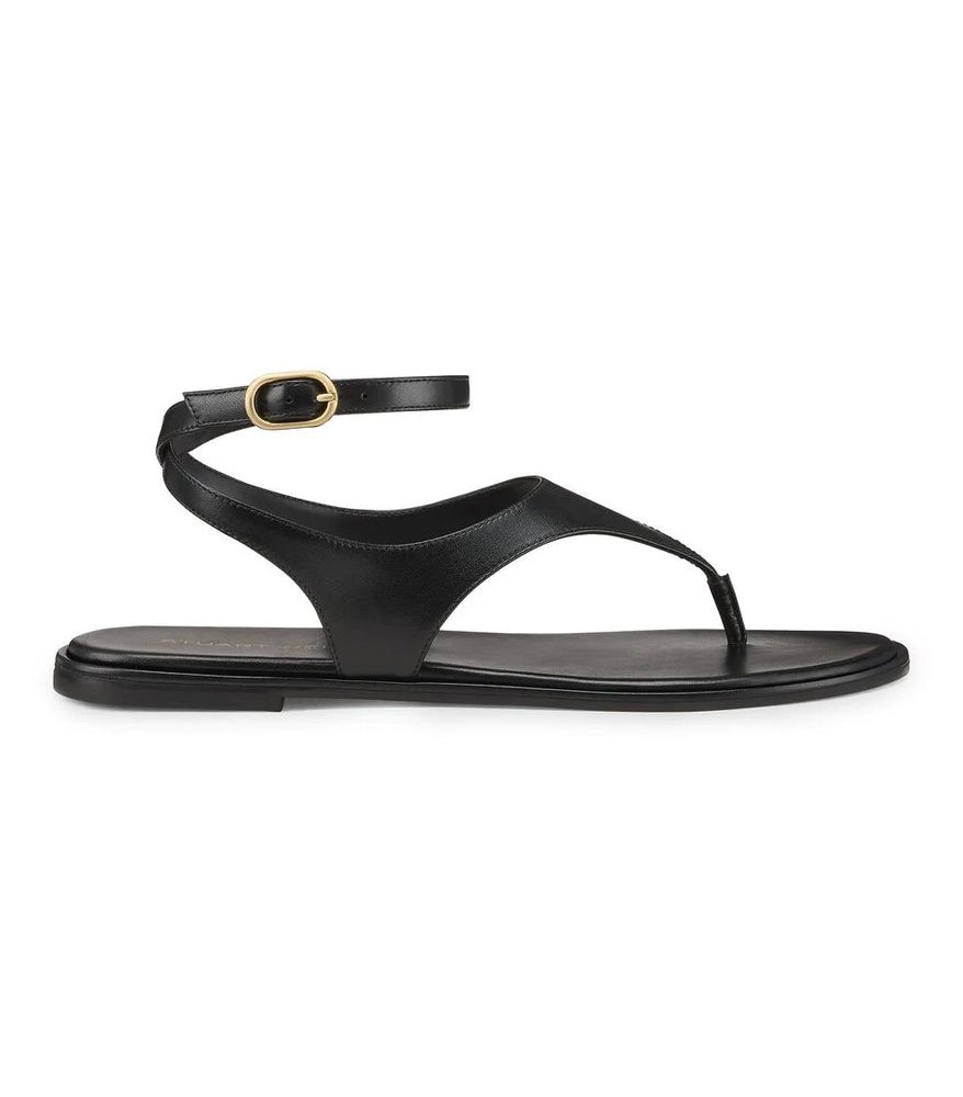 Stuart Weitzman Ankle-Strap Thong Sandal — Black by Stuart Weitzman