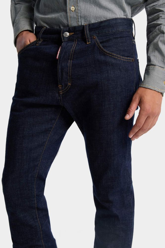 Dsquared2 Mid-Rise Straight-Leg Jeans — Navy, view 3