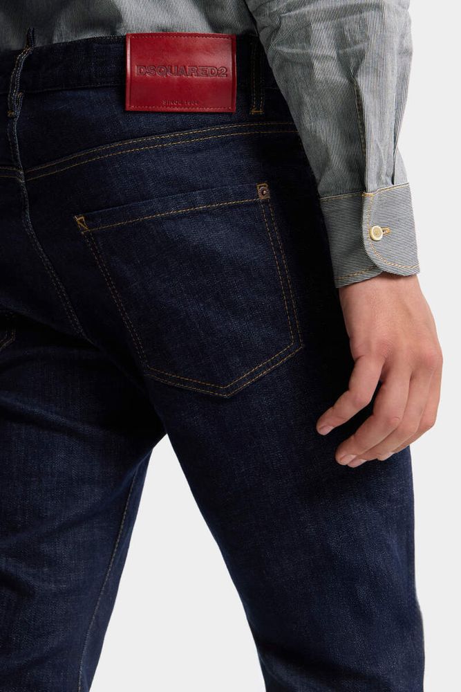 Dsquared2 Mid-Rise Straight-Leg Jeans — Navy, view 4