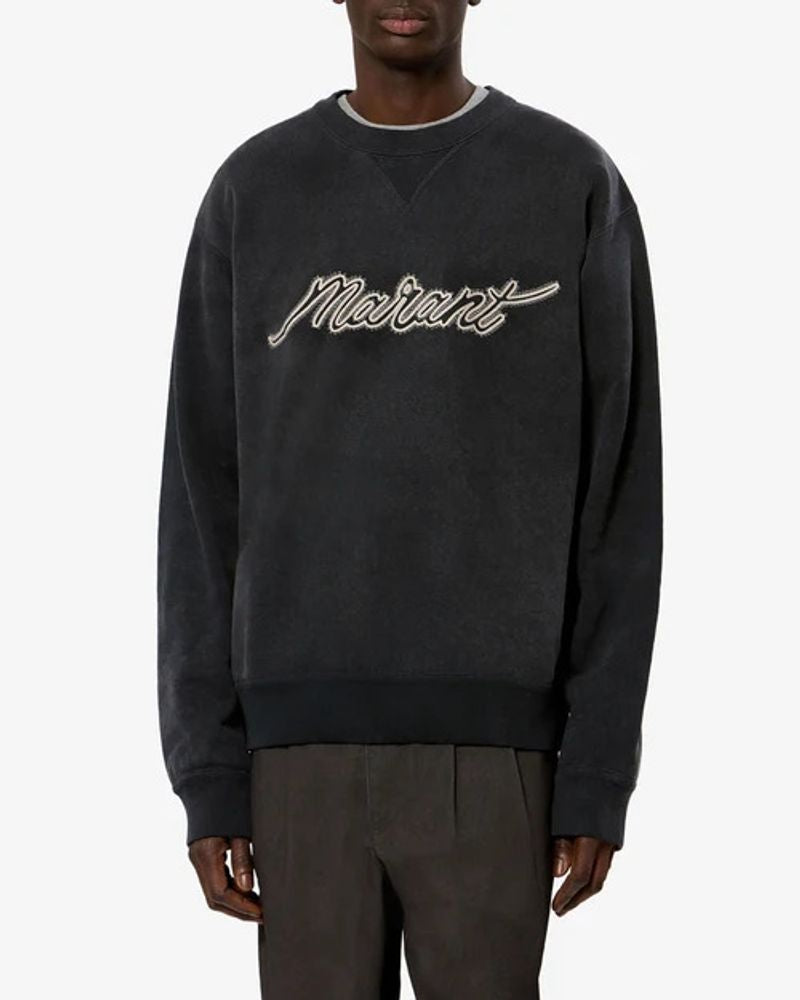 Marant Logo-Embroidered Sweatshirt — Black, view 2