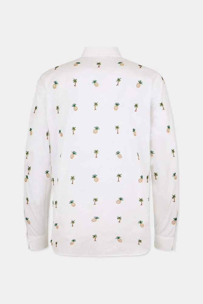 Dsquared2 Palm and Pineapple Embroidered Shirt — White, view 2