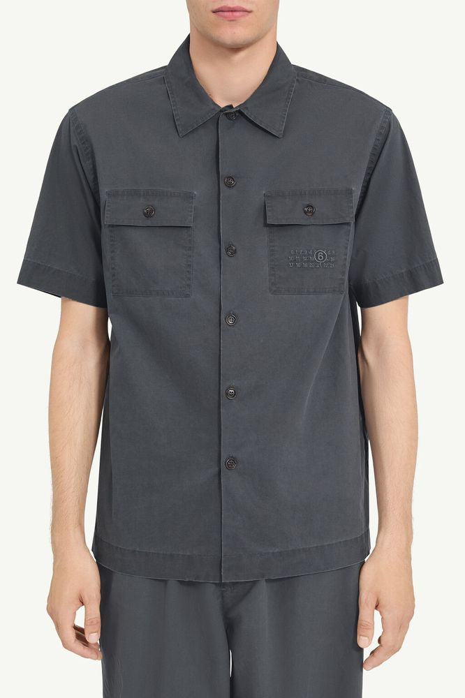 MM6 Maison Margiela Short-Sleeve Utility Shirt — Charcoal by MM6 Maison Margiela