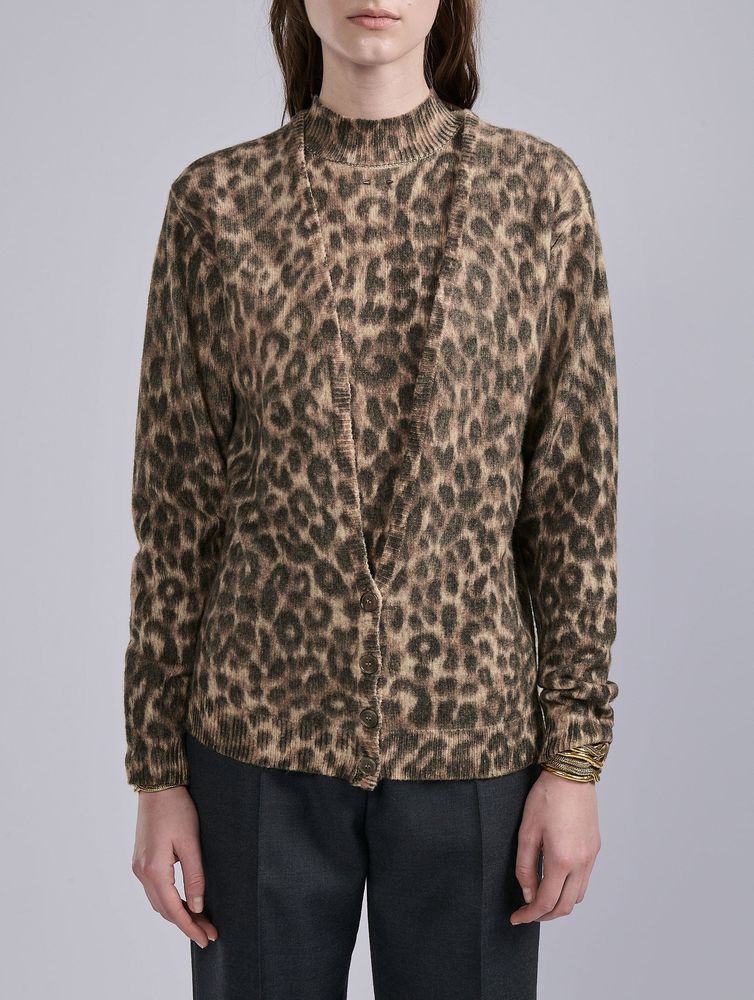 Barbara Bui Leopard-Print Cardigan Vest — Tan by Barbara Bui