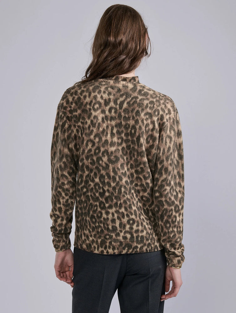 Barbara Bui Leopard-Print Cardigan Vest — Tan, view 2