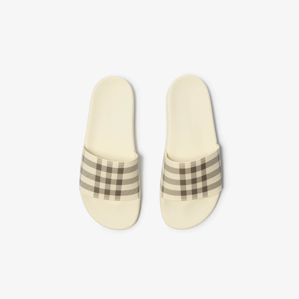 Burberry Check-Pattern Slide — Beige, view 2