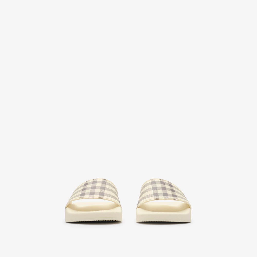 Burberry Check-Pattern Slide — Beige, view 3