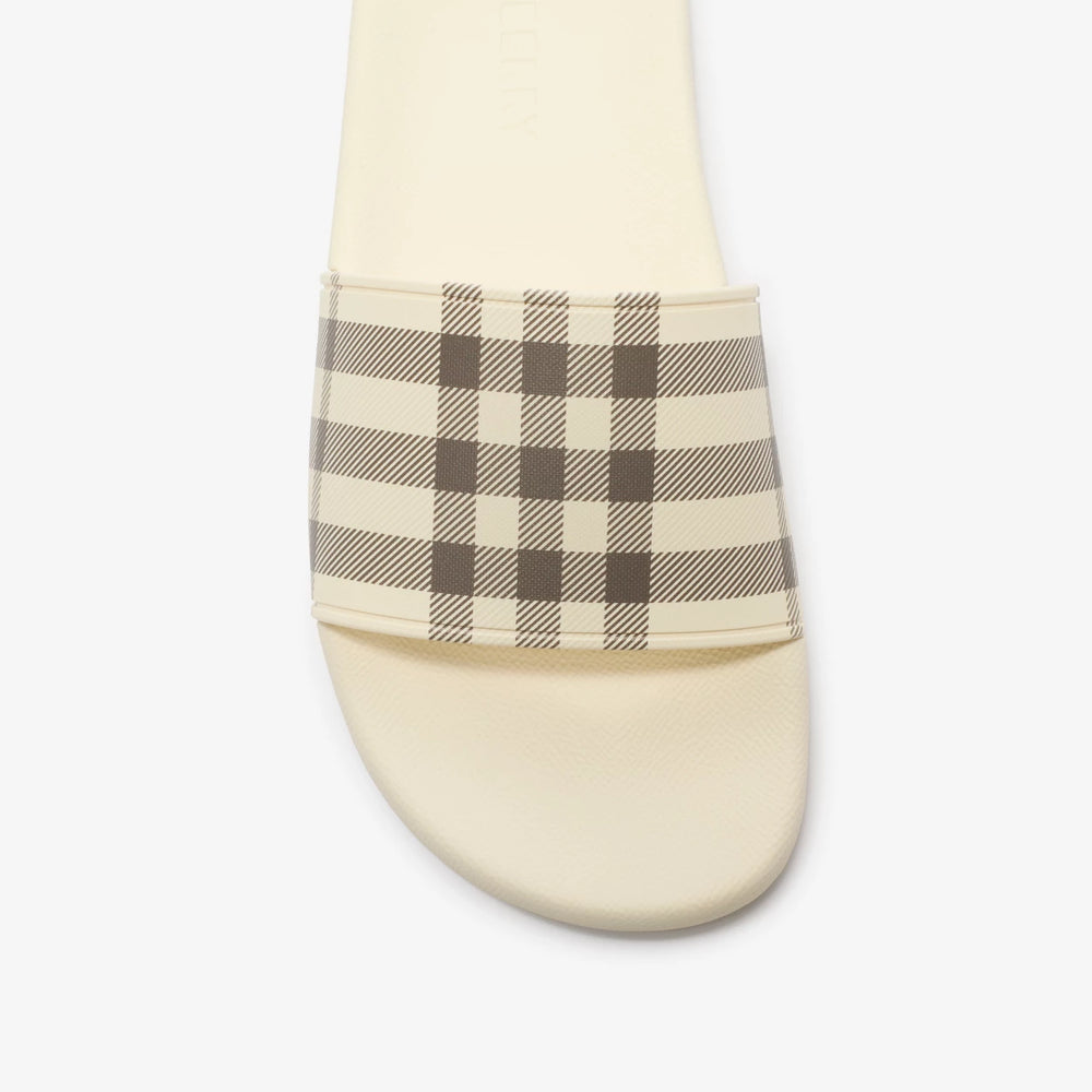 Burberry Check-Pattern Slide — Beige, view 5