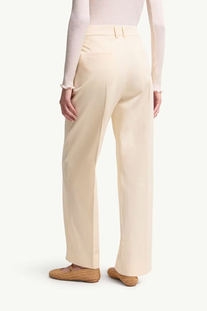 Moncler Pleated Wide-Leg Trousers — Ecru, view 4