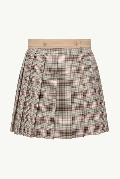 Moncler Pleated Check Skirt — Green by Moncler