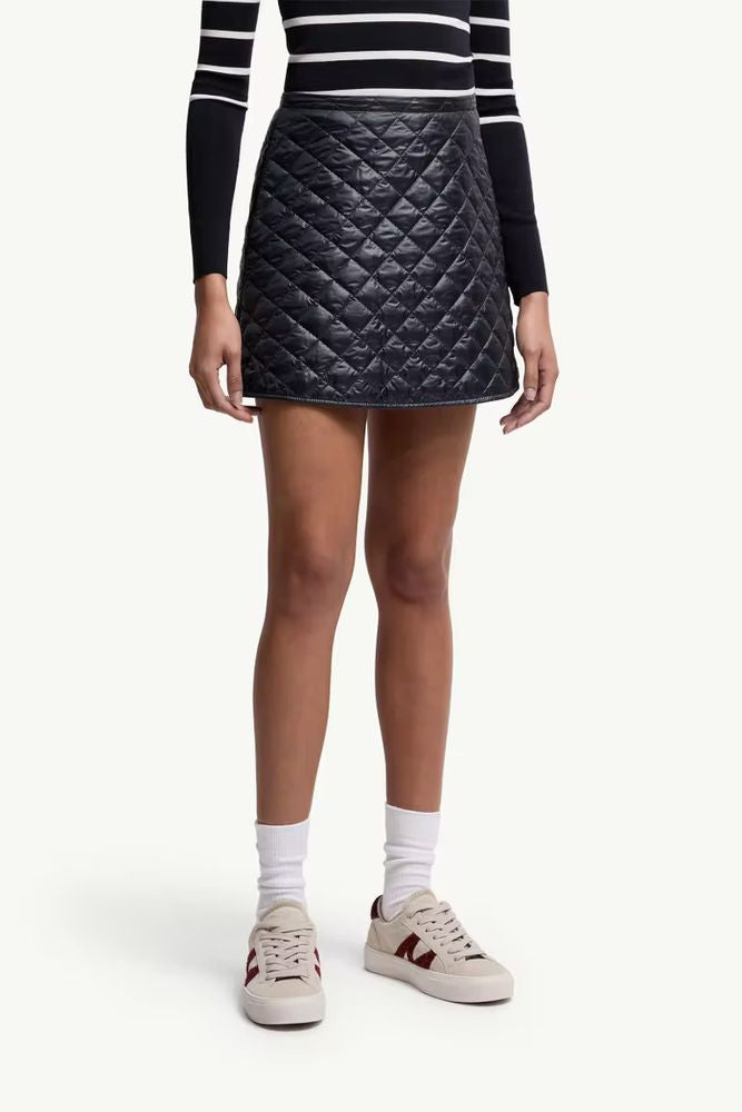 Moncler Quilted Nylon Skirt — Navy, view 2