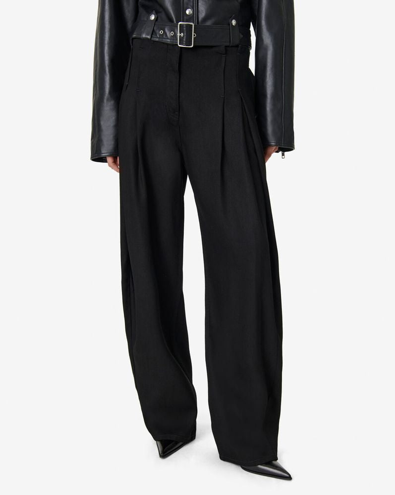 Iro Pleated High-Waist Jeans — Black, view 2
