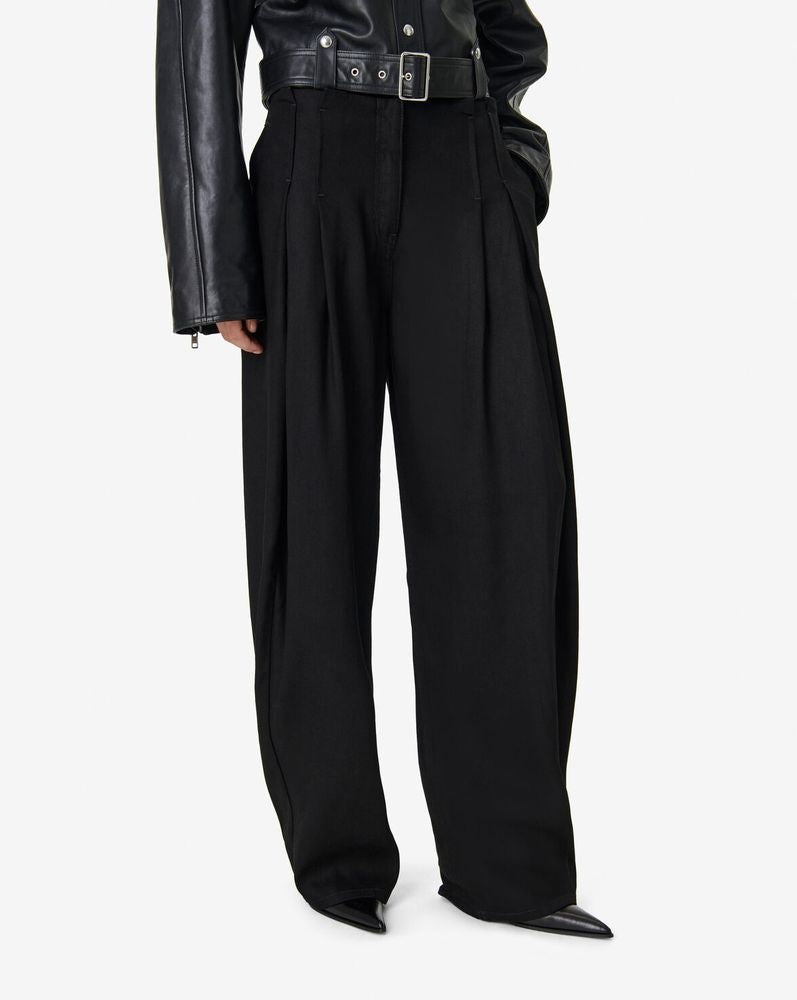 Iro Pleated High-Waist Jeans — Black, view 3