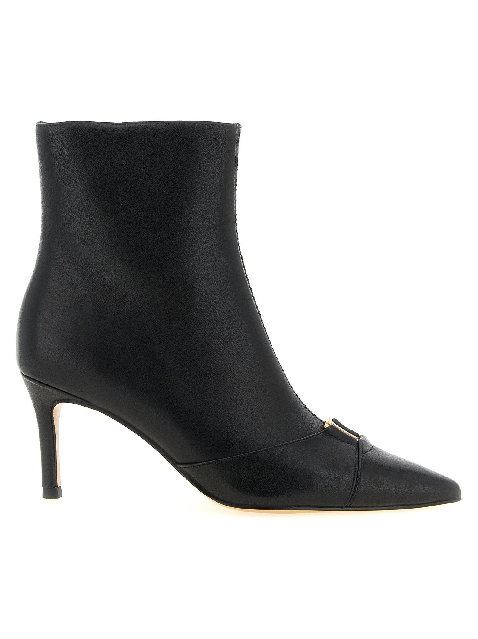 Twin Set Gold Logo Stiletto Ankle Boot — Black by Twin-Set