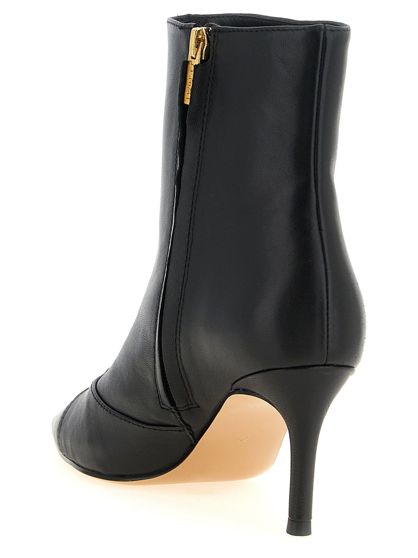 Twin Set Gold Logo Stiletto Ankle Boot — Black, view 3