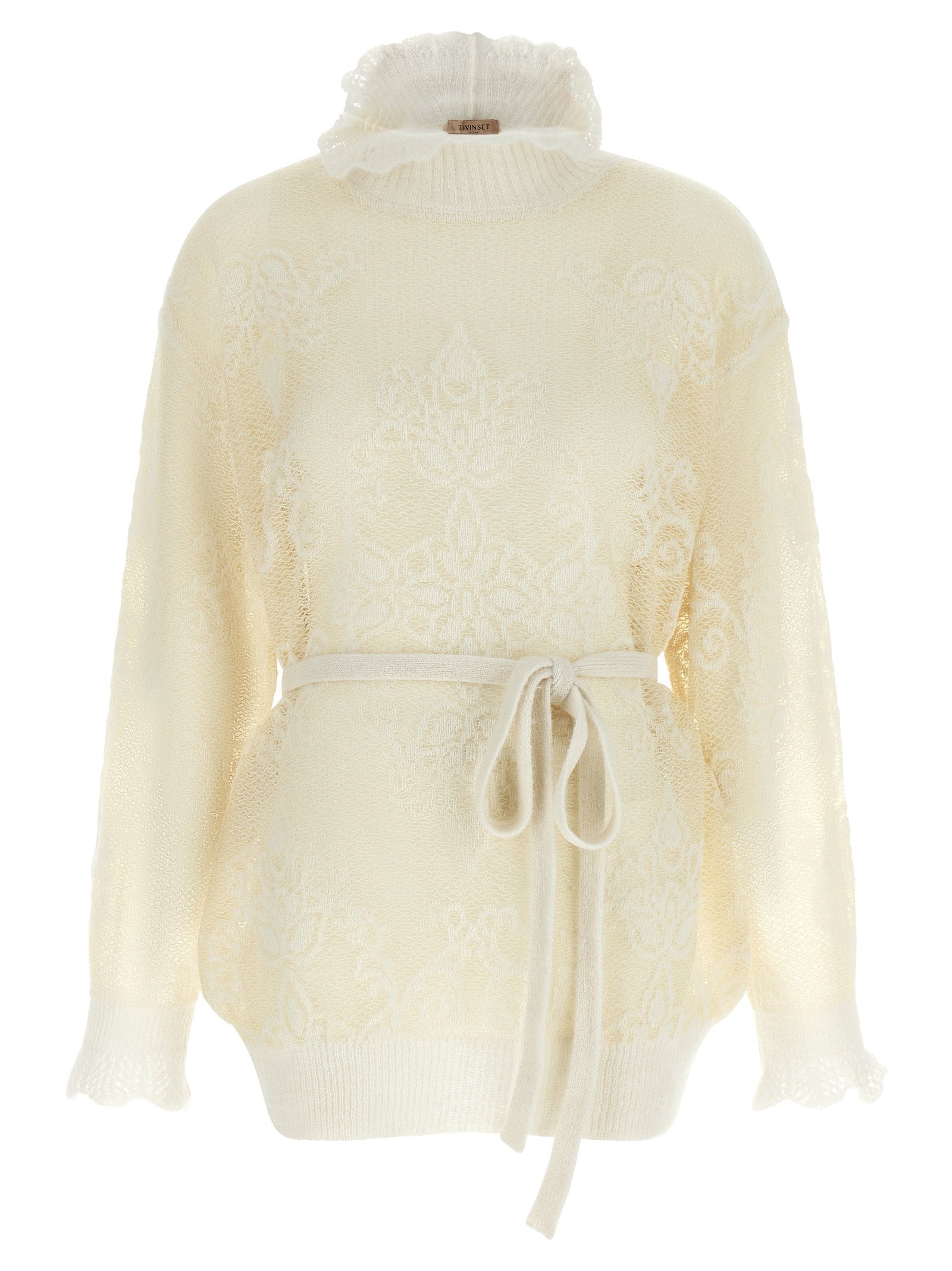 Twin Set Jacquard Alpaca Blend Sweater — Cream by Twin-Set