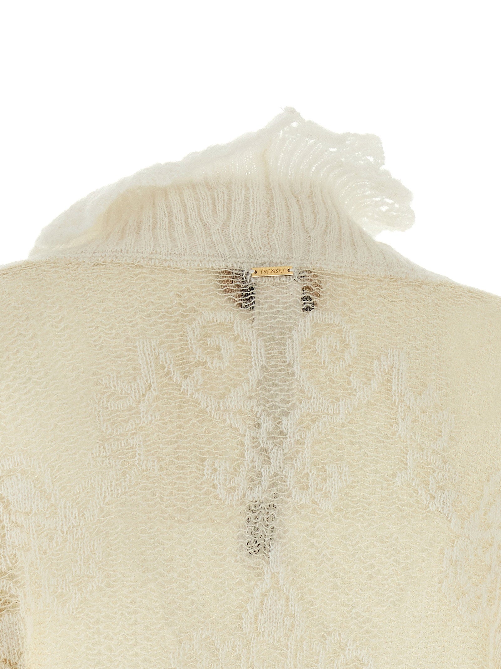 Twin Set Jacquard Alpaca Blend Sweater — Cream, view 4