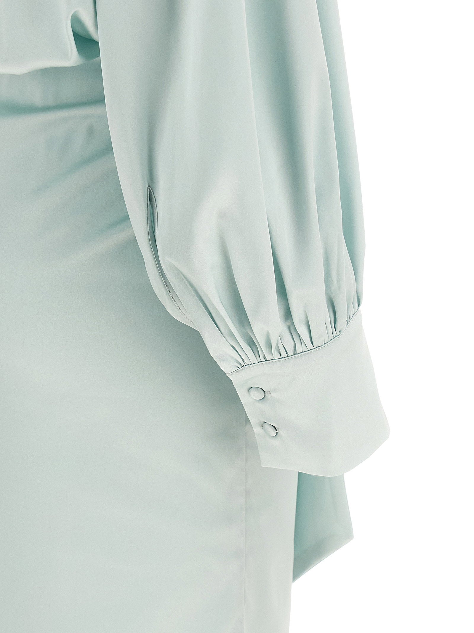 Rotate Birger Christensen Ruched Satin Dress — Sage, view 4
