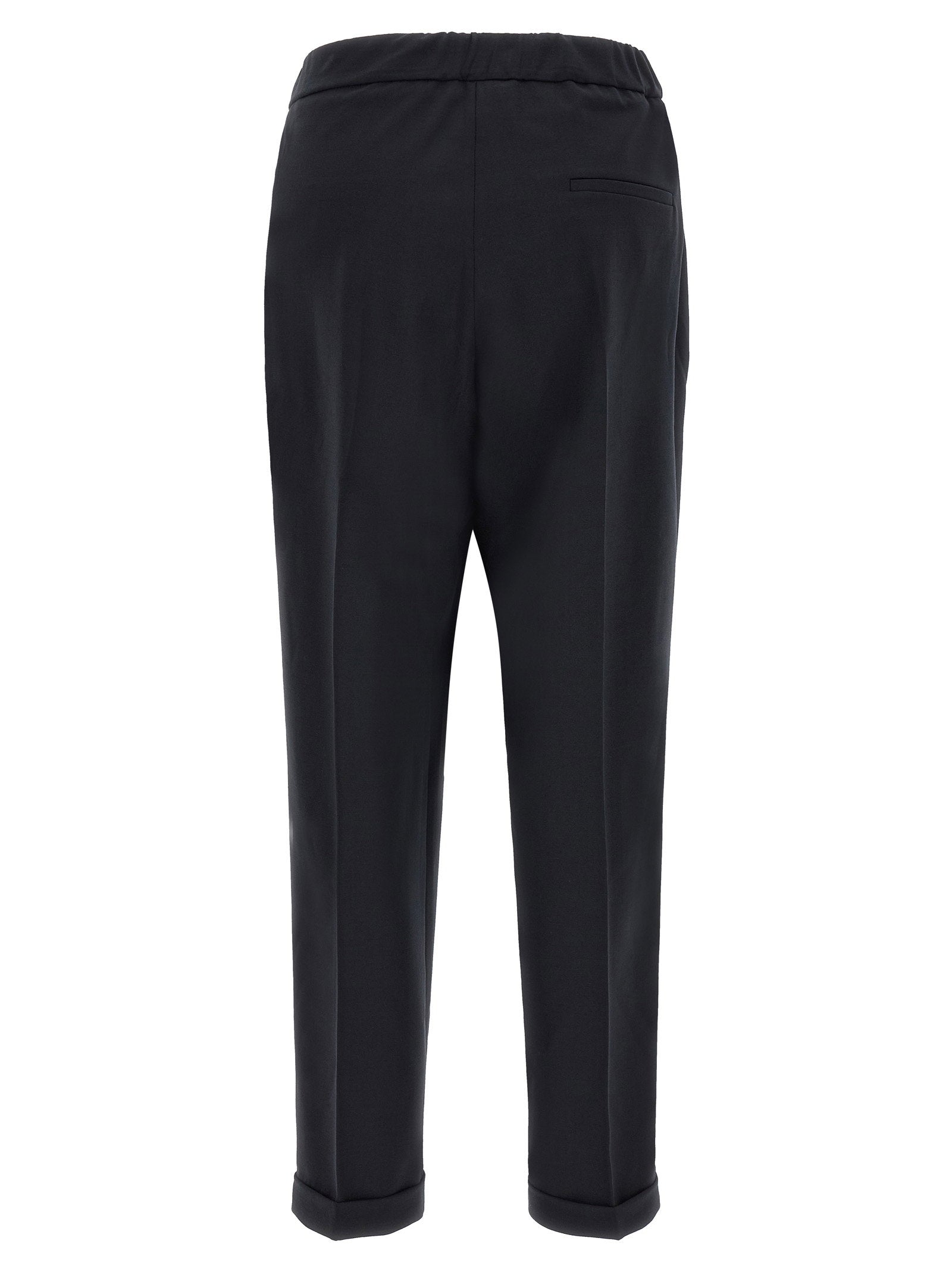 Alberto Biani Cropped Wool-Blend Trousers — Black, view 2