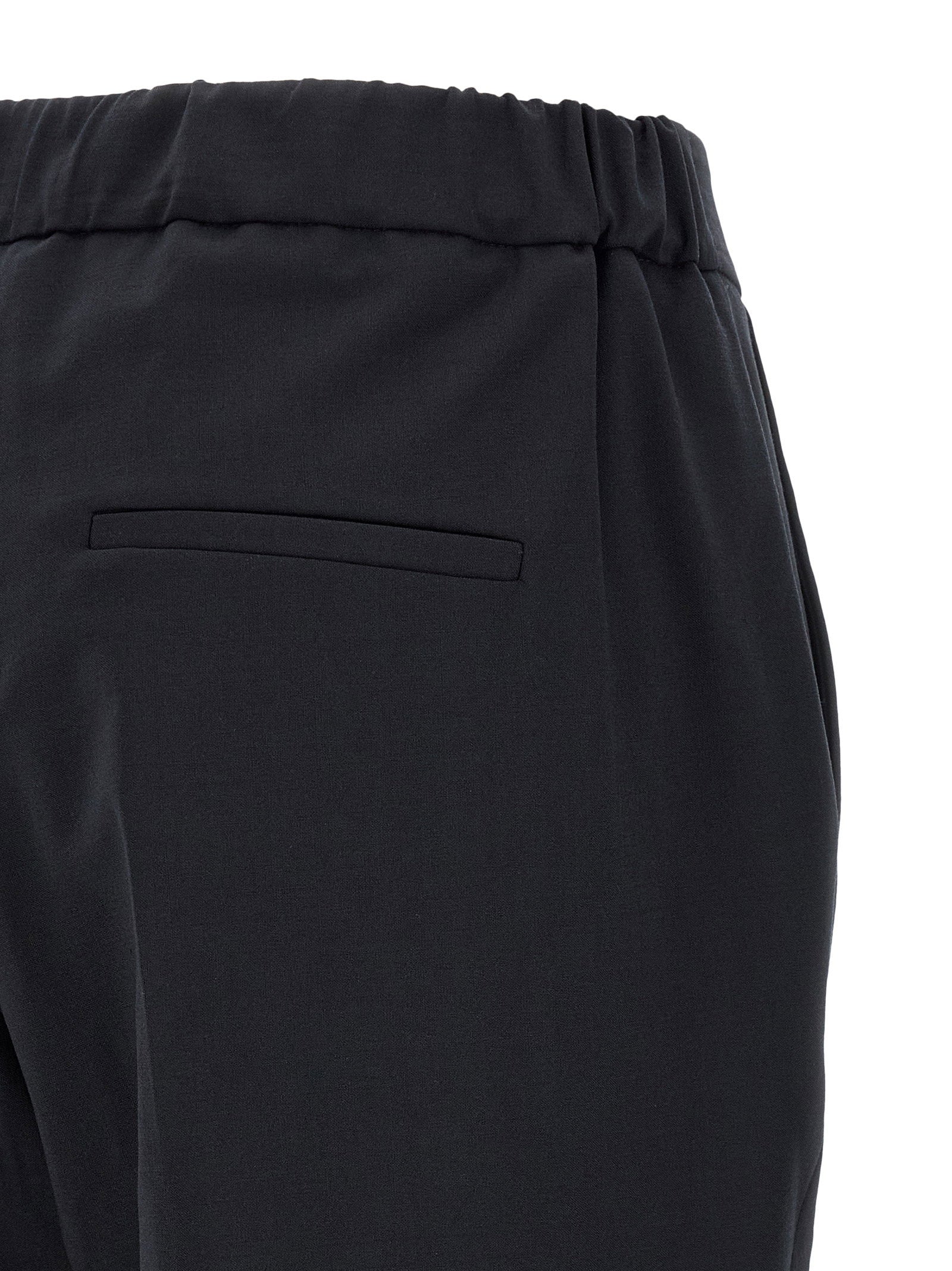 Alberto Biani Cropped Wool-Blend Trousers — Black, view 4