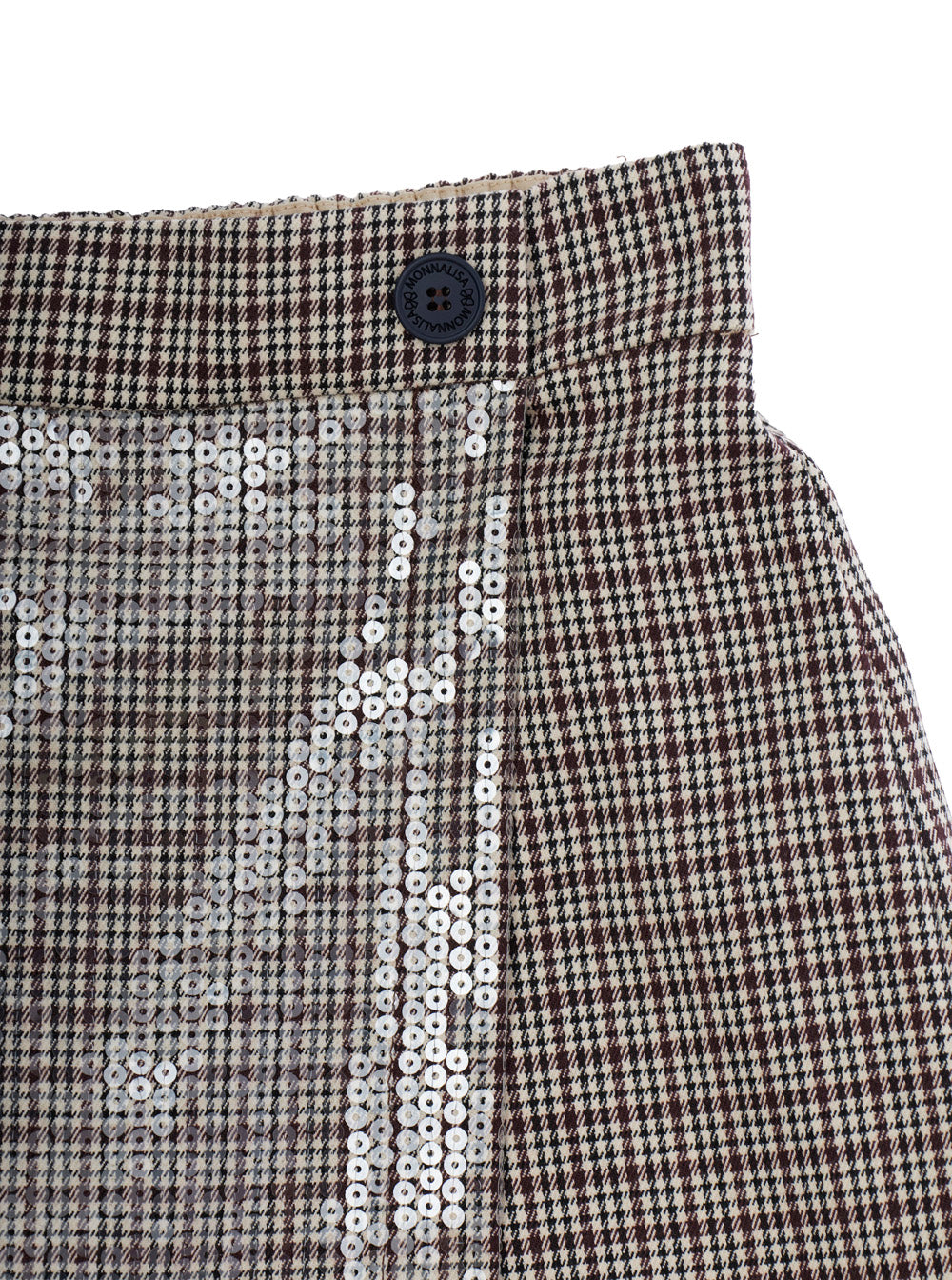 Monnalisa Pied de Poule Shorts — White, view 2