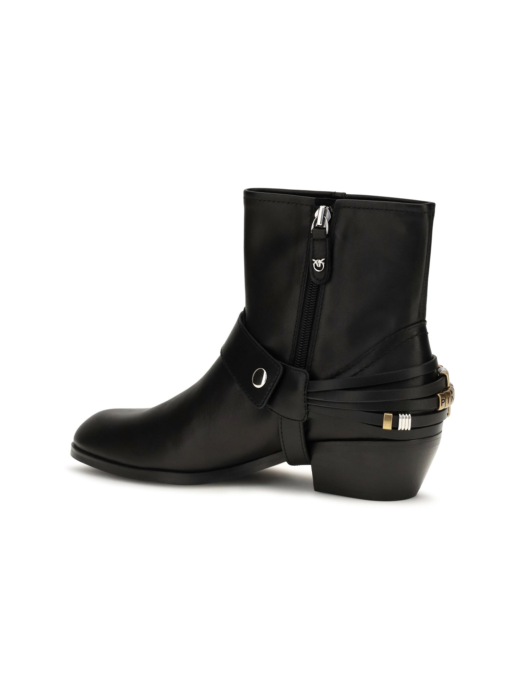 Pinko Removable Harness Detail Ankle Boot — Black, view 2