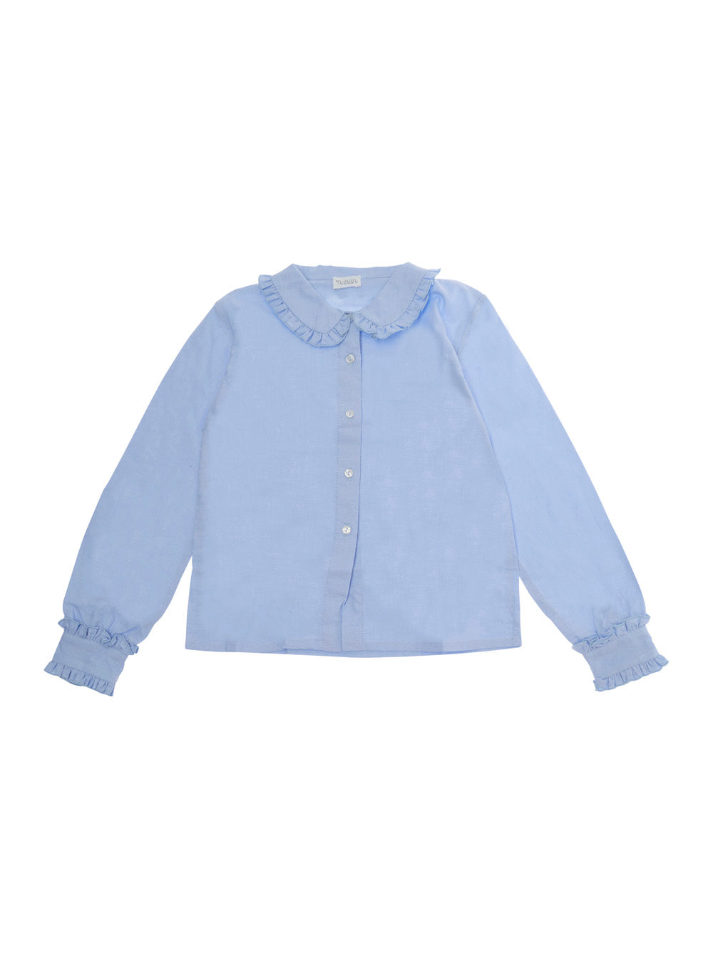 NanáN Ruffled Cotton Oxford Shirt — Blue by NanáN