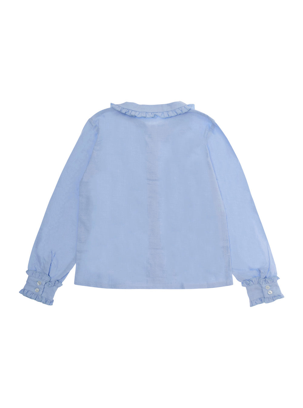NanáN Ruffled Cotton Oxford Shirt — Blue, view 2