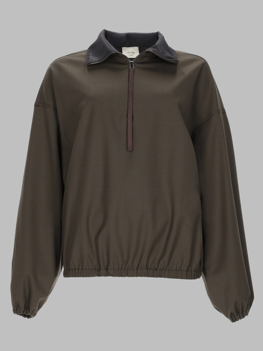 Alysi Three-Quarter Zip Virgin Wool Blend Jacket — Green by Alysi