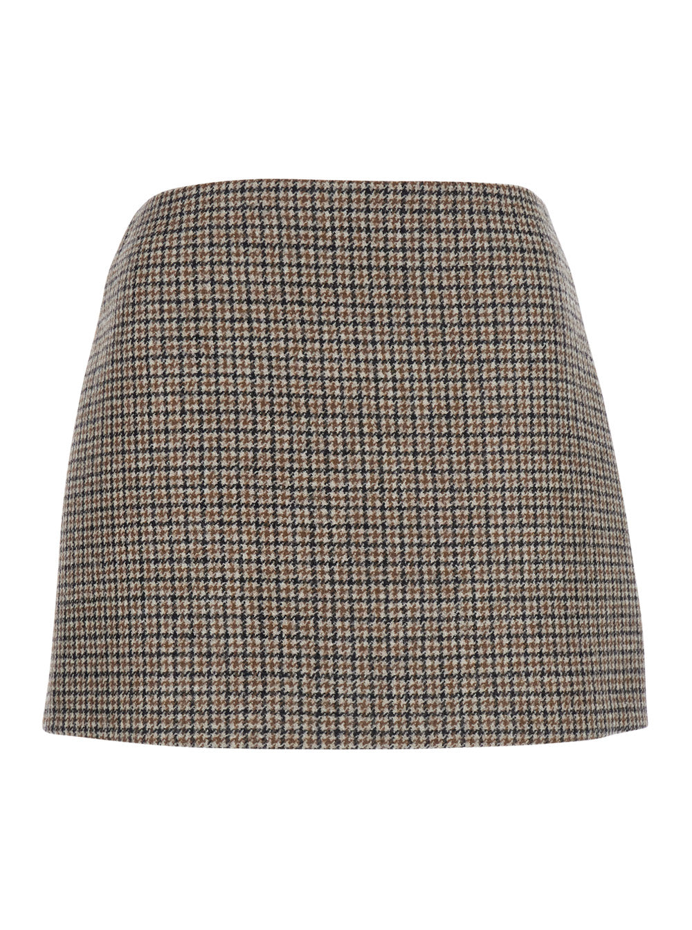 P.A.R.O.S.H. Houndstooth Wool Mini Skirt — Beige by Parosh