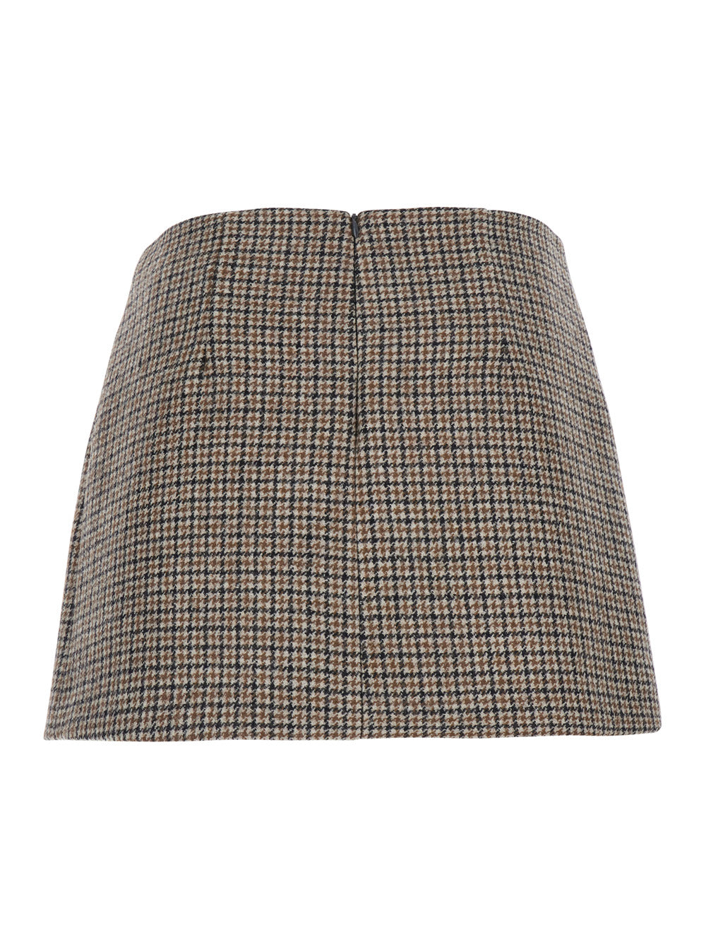 P.A.R.O.S.H. Houndstooth Wool Mini Skirt — Beige, view 2