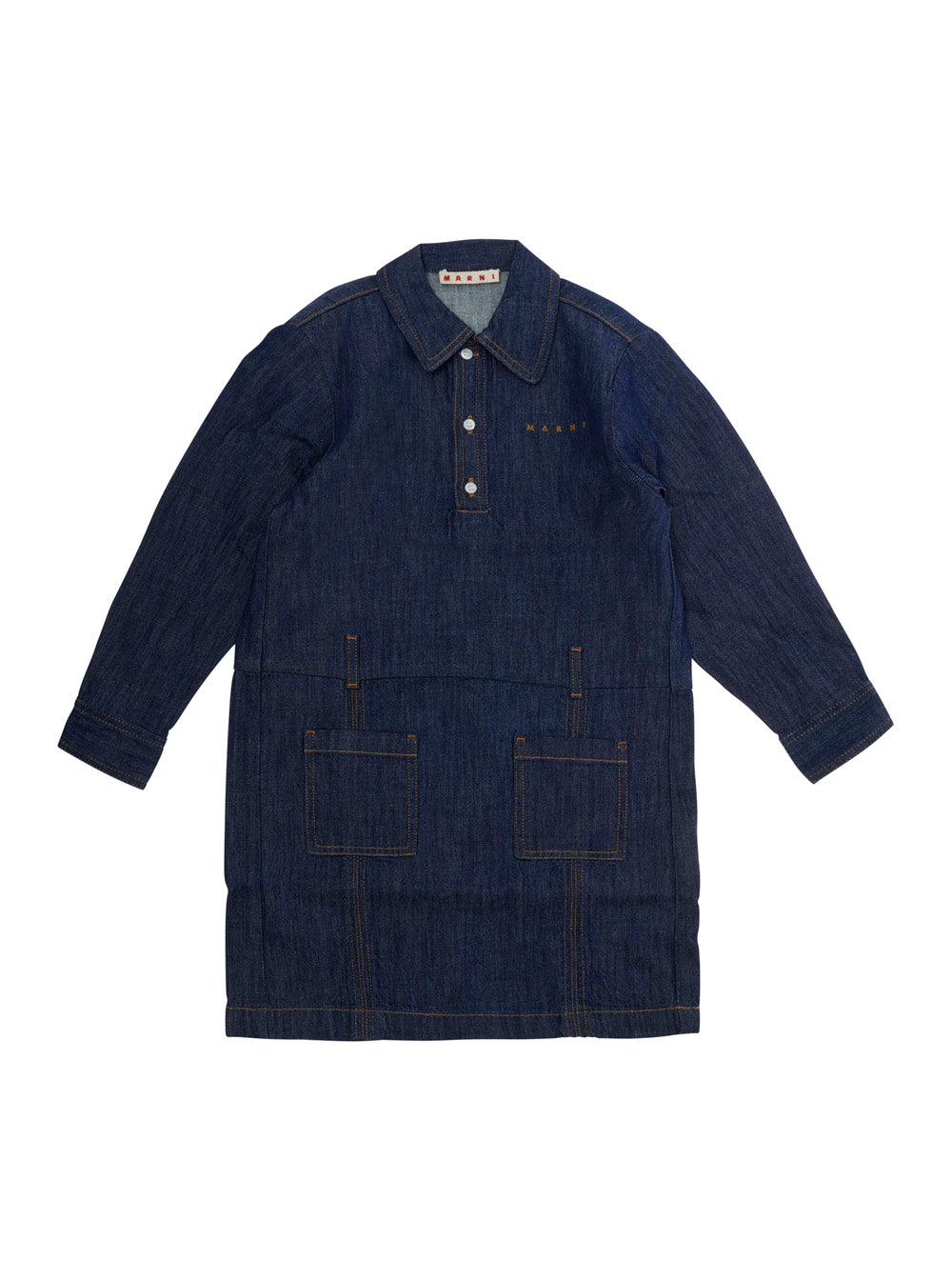 Marni Long-Sleeved Cotton Dress — Navy by Marni