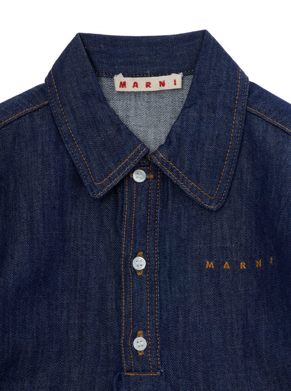 Marni Long-Sleeved Cotton Dress — Navy, view 3