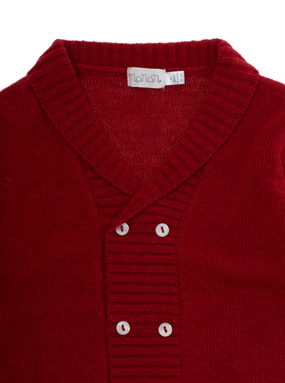 NanáN Pointed-Collar Knit Cardigan — Red, view 3