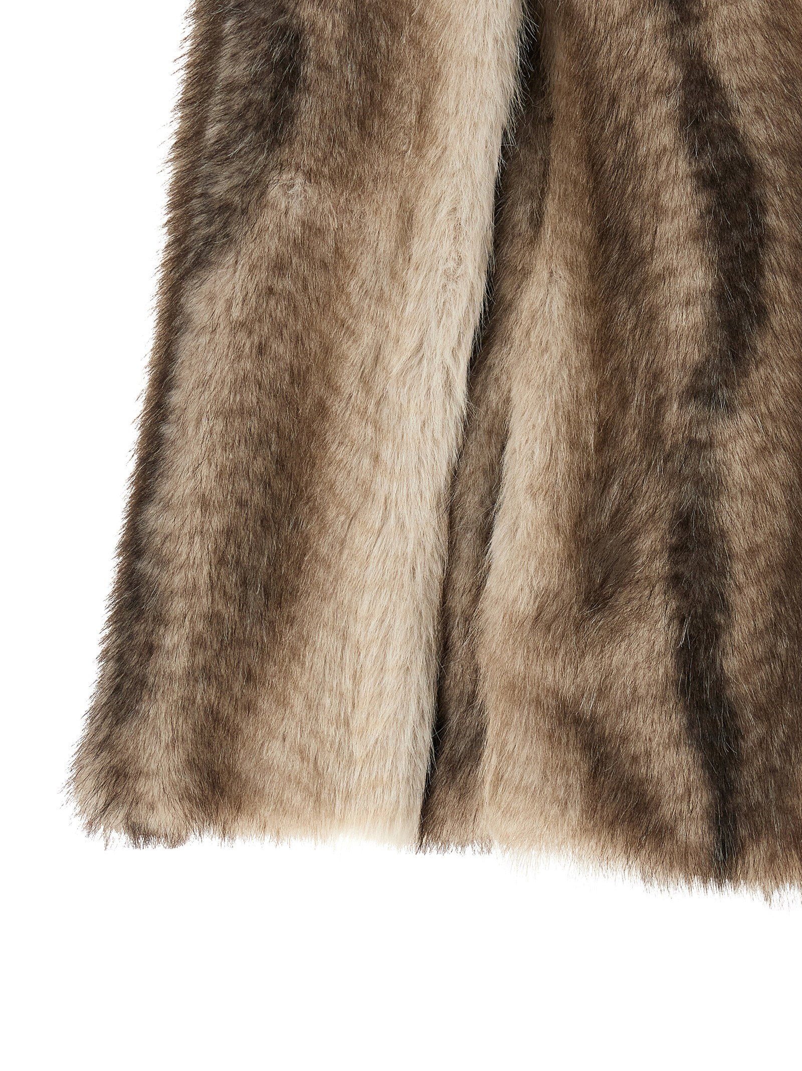 Twin Set Eco-Fur Hood Cape Coat — Beige, view 4