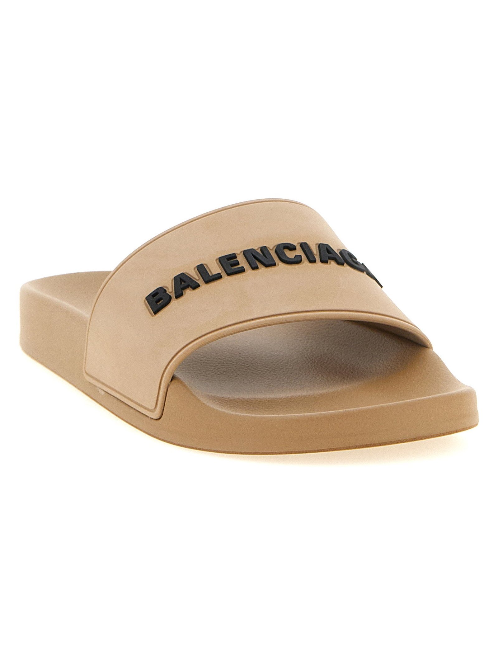 Balenciaga Logo TPU Slide Sandals — Beige, view 2