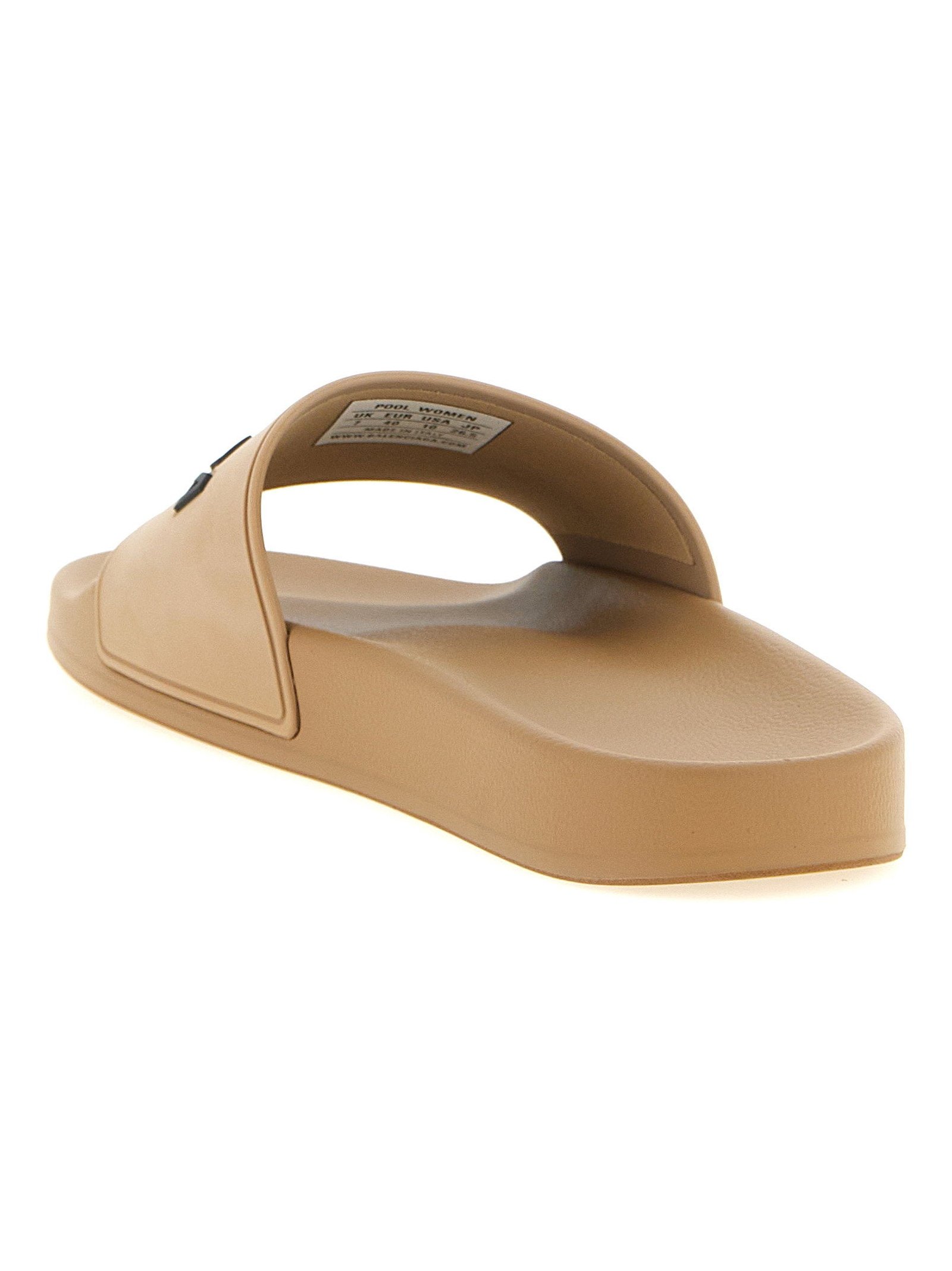Balenciaga Logo TPU Slide Sandals — Beige, view 3