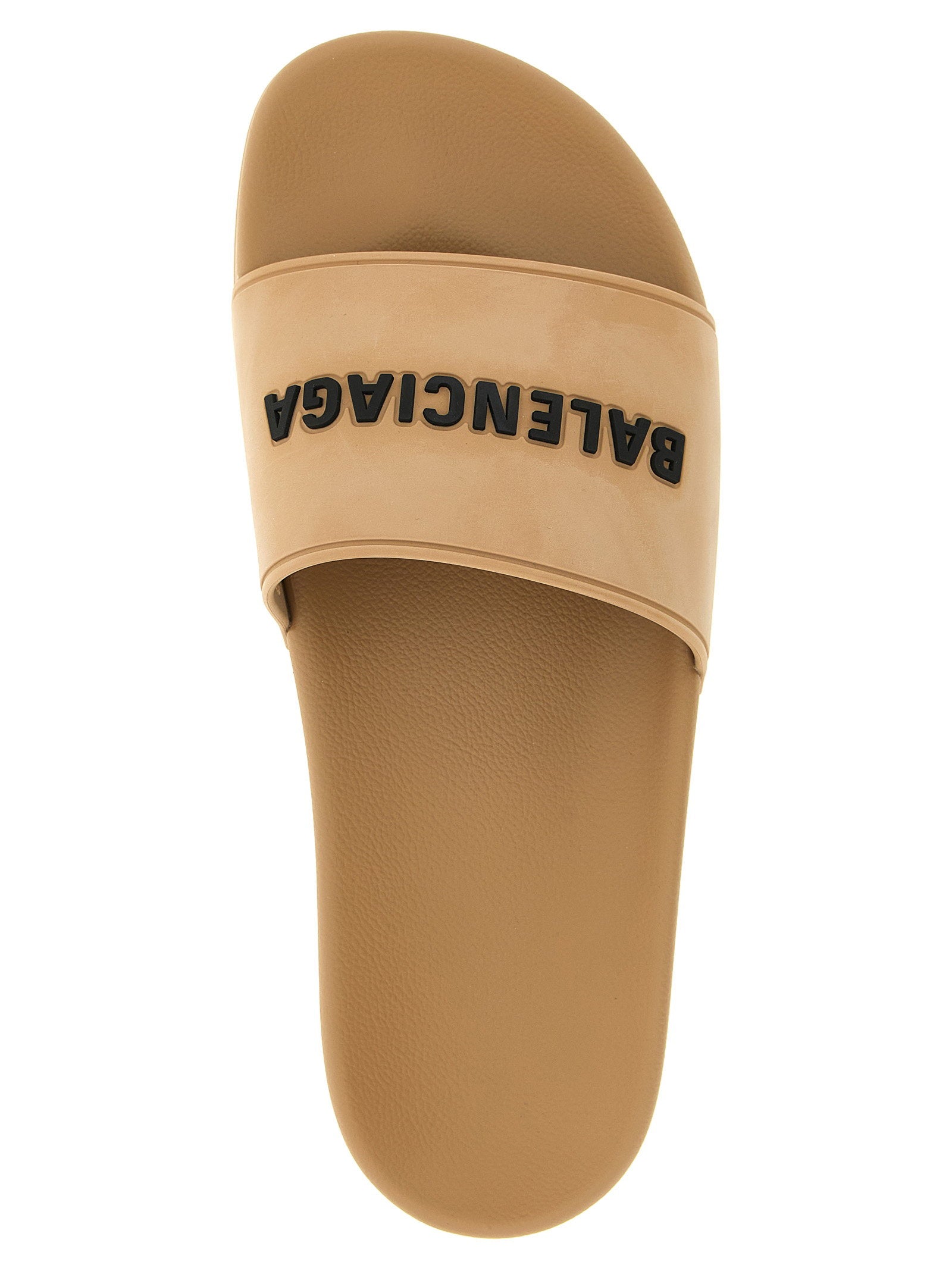 Balenciaga Logo TPU Slide Sandals — Beige, view 4