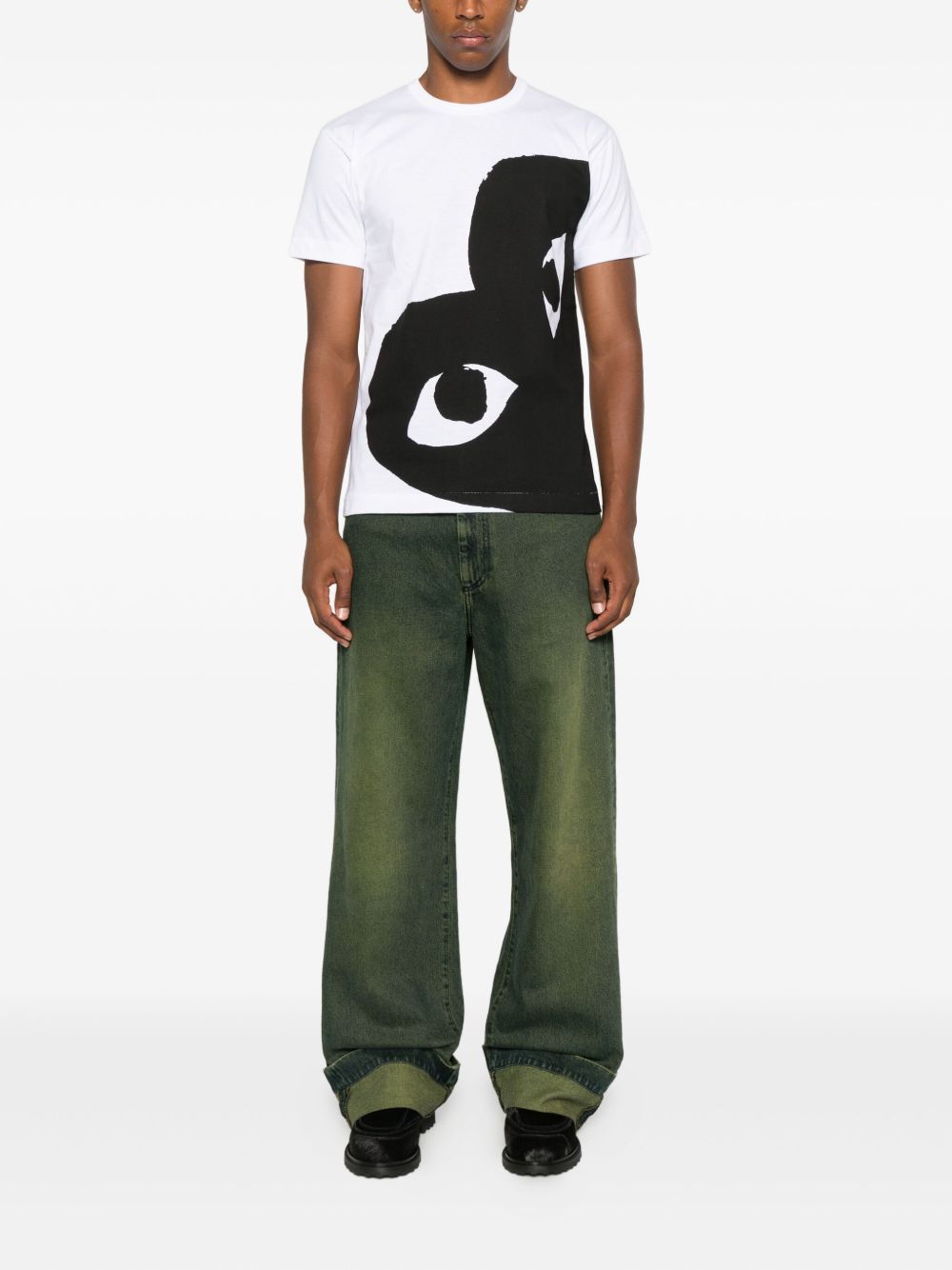 Comme Des Garcons Black Heart Graphic T-Shirt — White, view 3