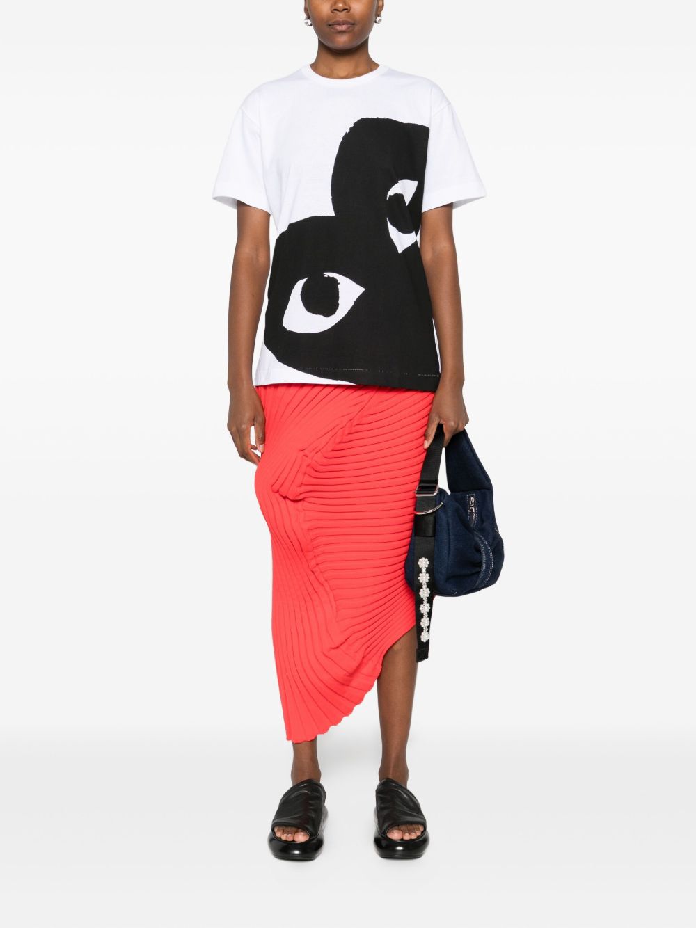 Comme Des Garcons Black Heart Graphic T-Shirt — White, view 4