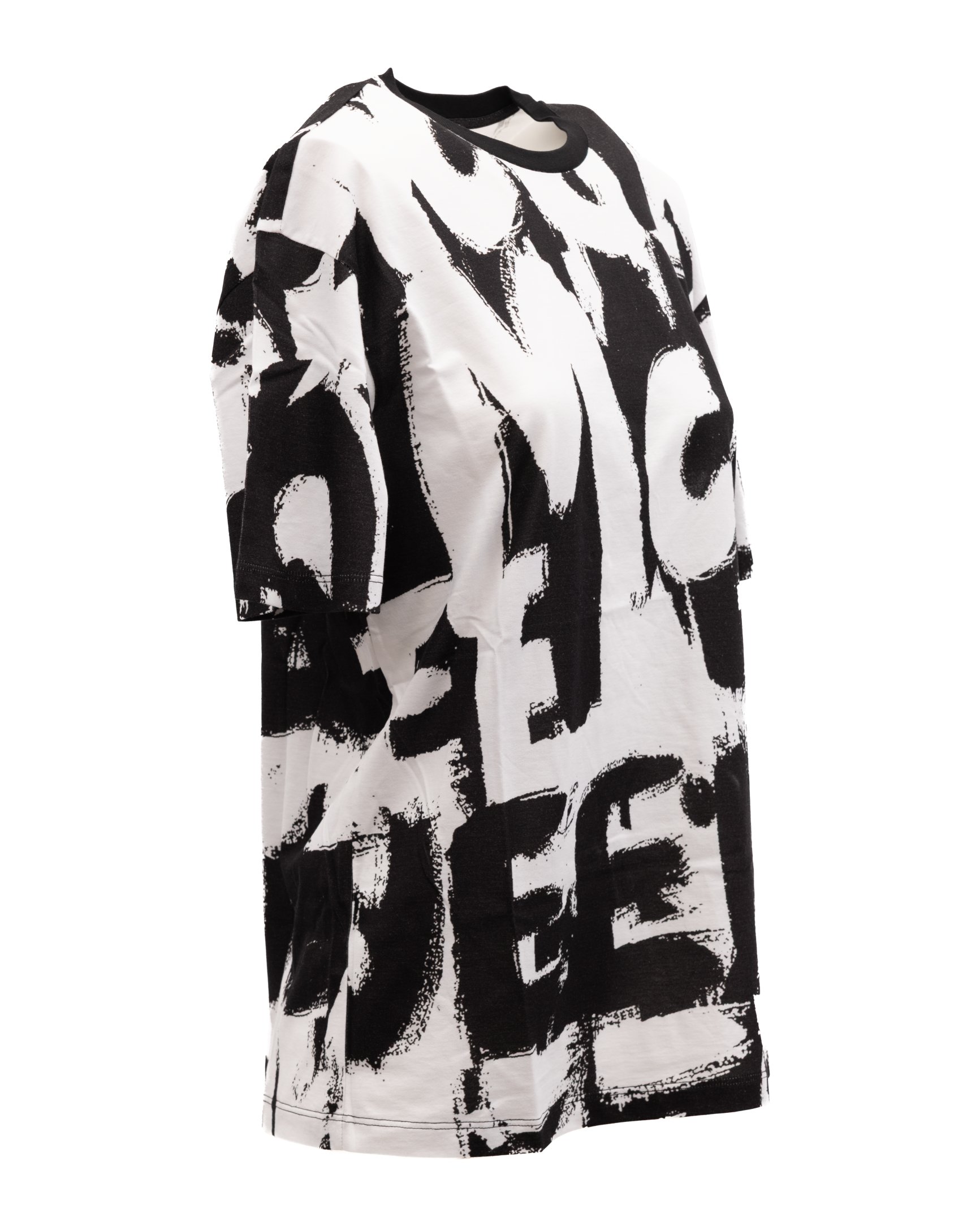 Alexander McQueen Abstract Print Cotton T-Shirt — Black, view 2