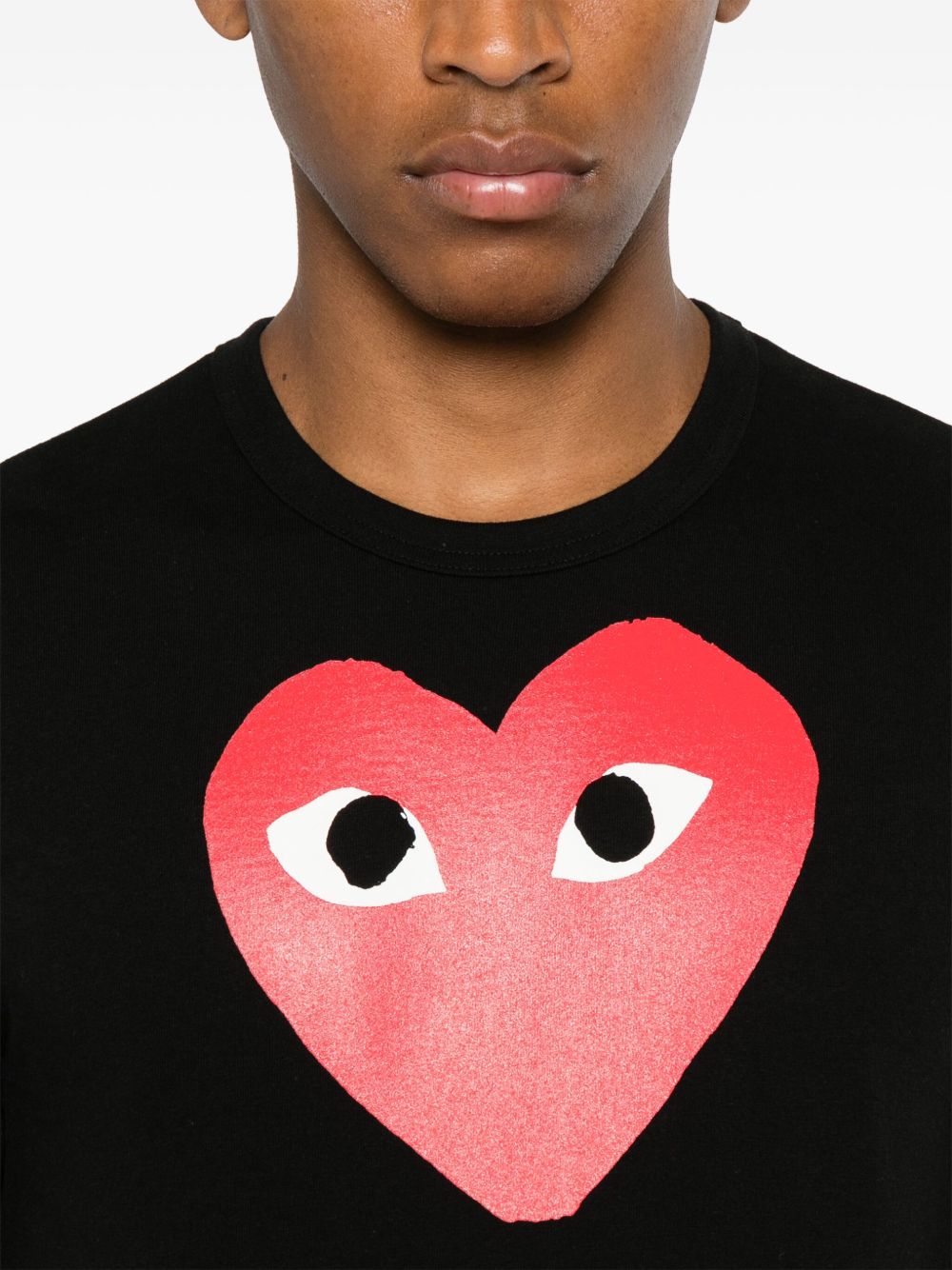 Comme Des Garcons Logo-Heart Print T-shirt — Black, view 2