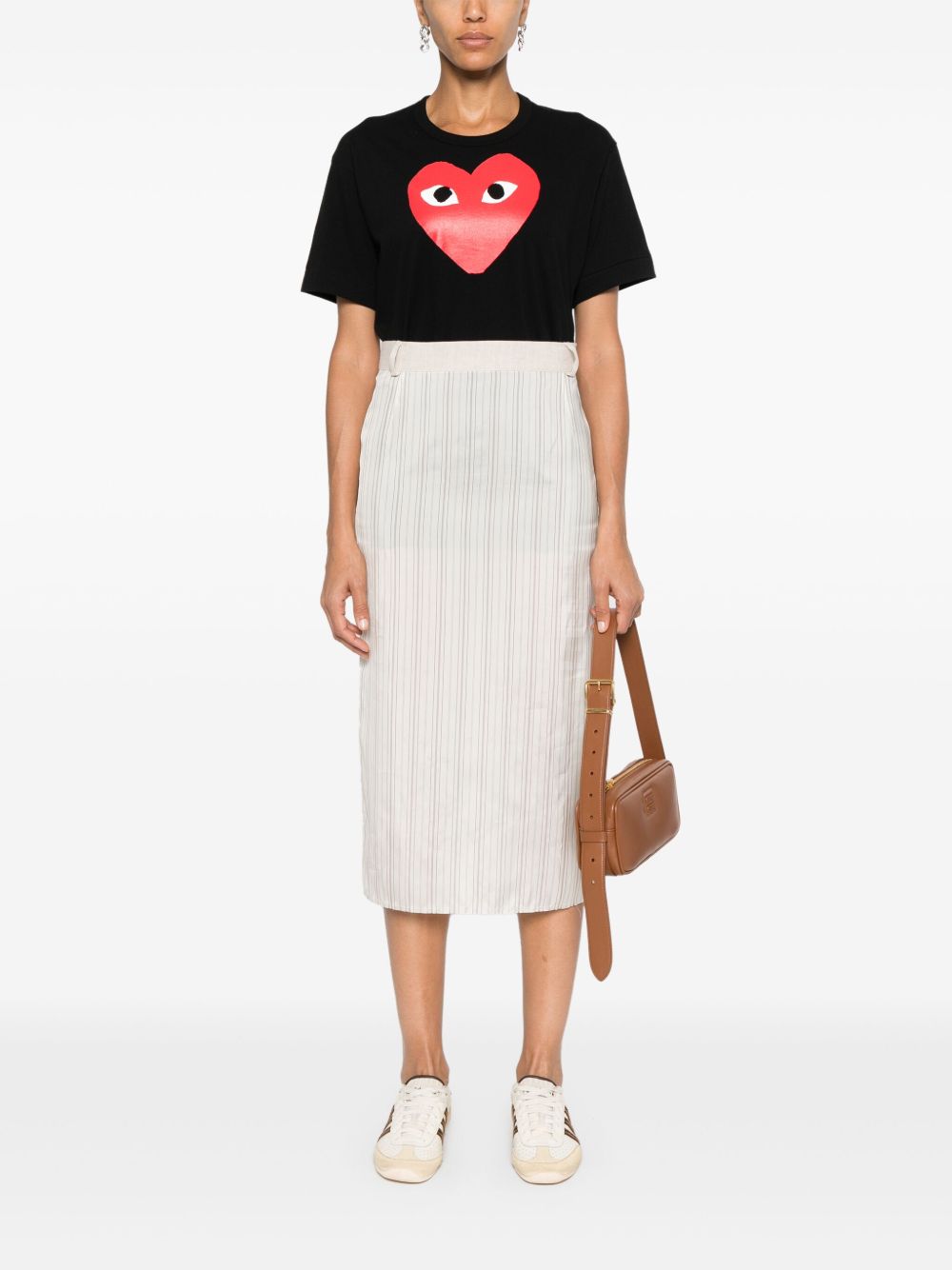 Comme Des Garcons Logo-Heart Print T-shirt — Black, view 3