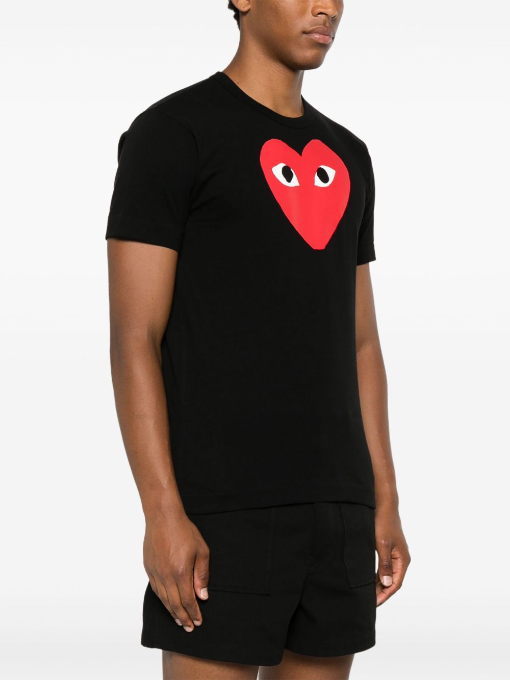 Comme Des Garcons Logo-Heart Print T-shirt — Black, view 4
