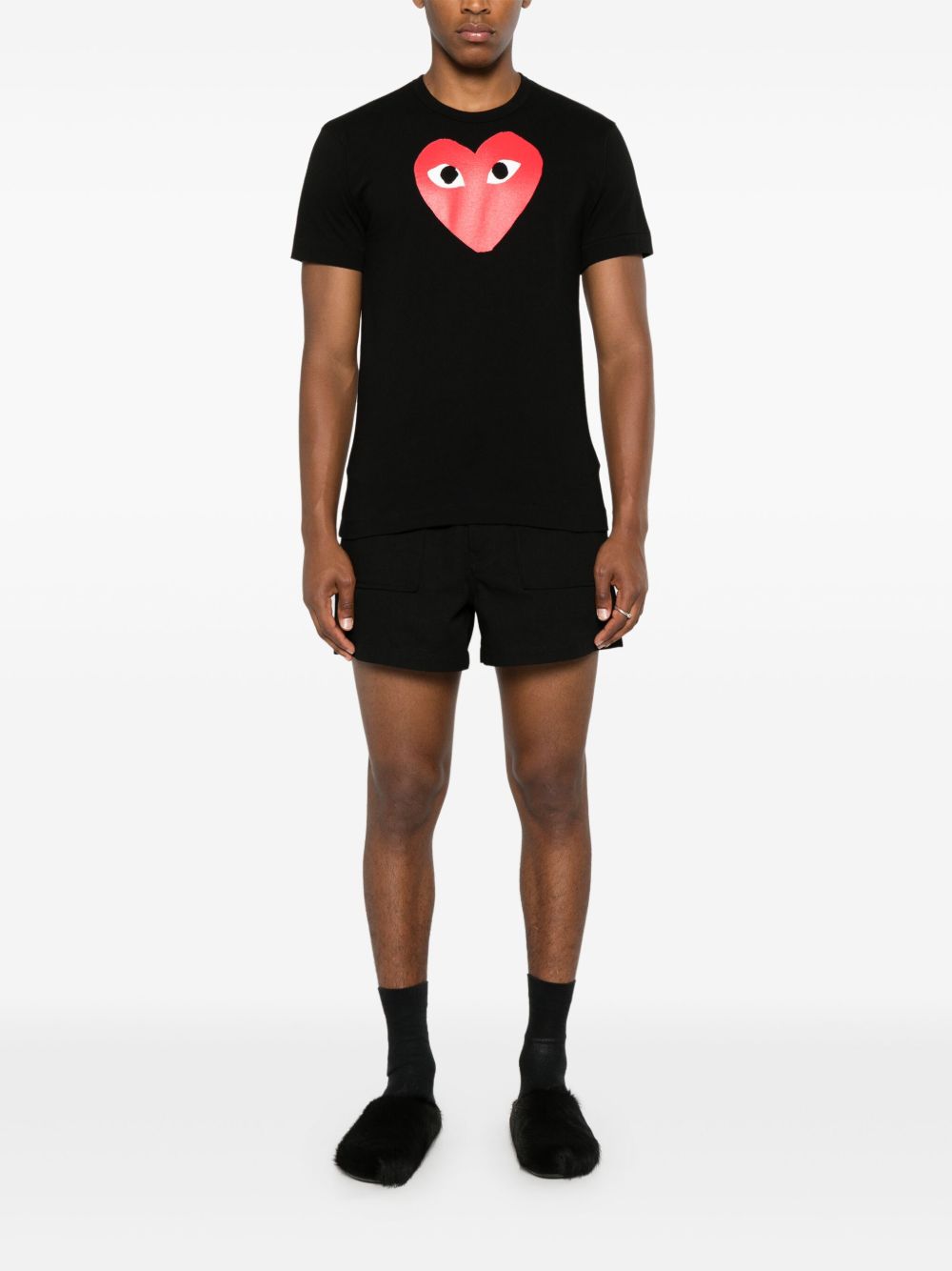 Comme Des Garcons Logo-Heart Print T-shirt — Black, view 5