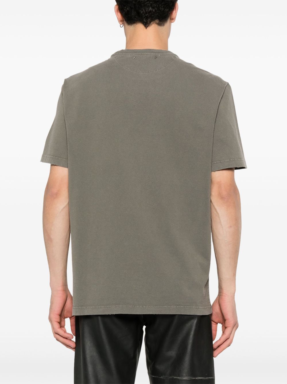 Golden Goose Logo-Print Cotton T-Shirt — Sage Green, view 3
