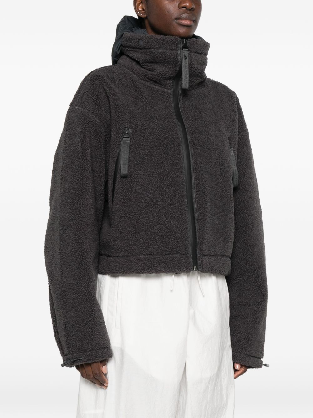Adidas By Stella McCartney Fleece Zip-Through Hoodie — Black, view 2