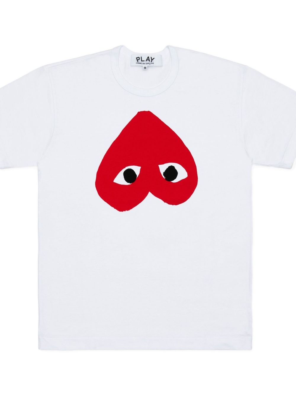 Comme Des Garcons Red Heart Appliqué T-Shirt — White, view 2