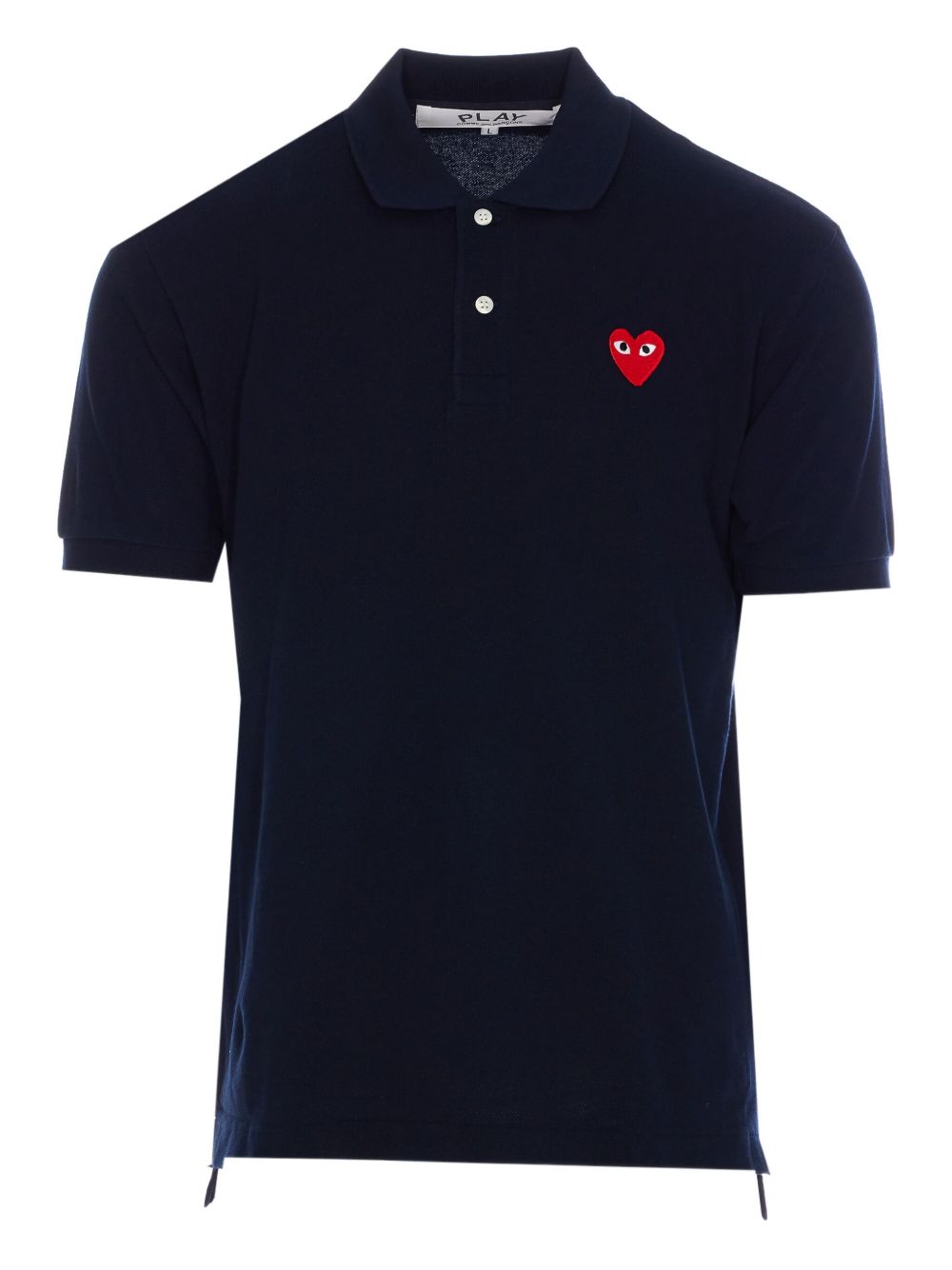 Comme Des Garcons Red Heart-Embroidered Cotton Polo — Navy by Comme Des Garcons