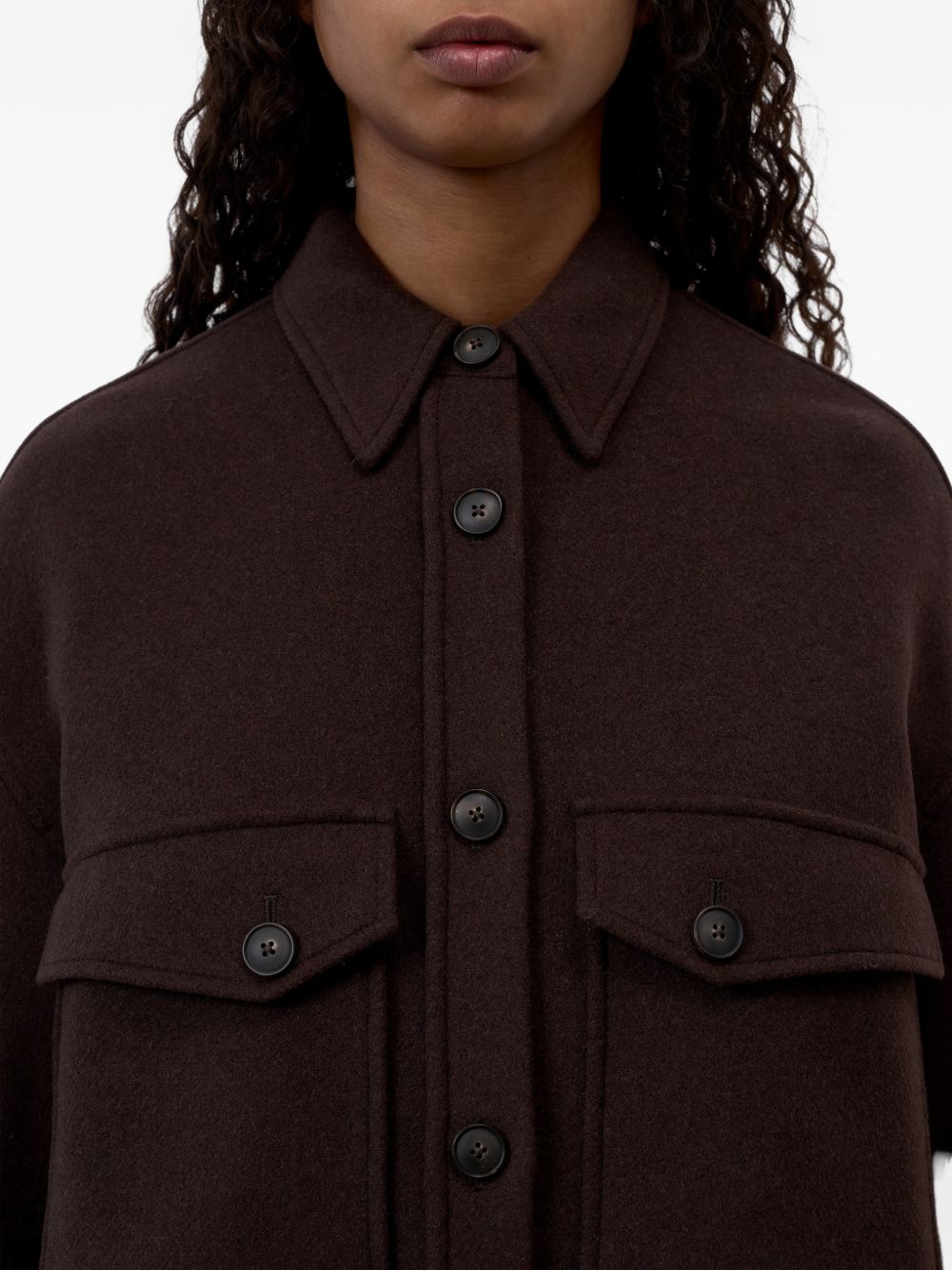 Closed Wool Blend Overshirt — Brown, view 2